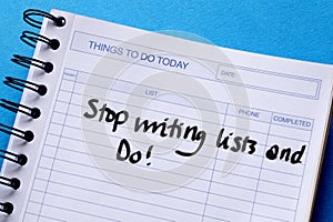 Things to do list with proactive message. Blue background.