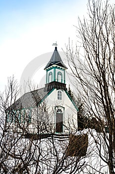 Thingvallakirkja church in Thingvellir National Park in Iceland