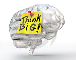 Think big note paper on brain