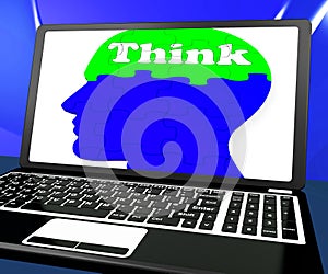 Think On Brain On Laptop Shows Solving Problems Online