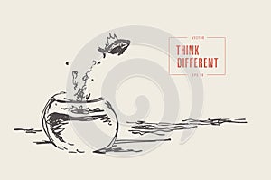 Think different concept fish jumping vector