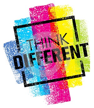 Think Different. Creative Brush Vector Typography Sign Concept photo