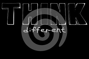 Think different, think outside box, stand out from crowd, outstanding concept, creative idea design, motivation quote