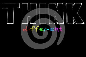 Think different, think outside box, stand out from crowd, outstanding concept, creative idea design, motivation quote, inspiration