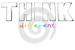 Think different, think outside box, stand out from crowd, outstanding concept, creative idea design, motivation quote, inspiration