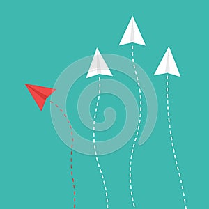 Think differently with rocket paper. Vector illustration