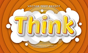 Think editable text effect with yellow color theme