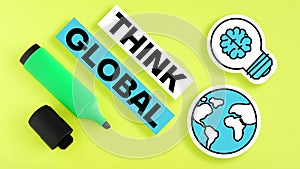 Think global is shown using the text