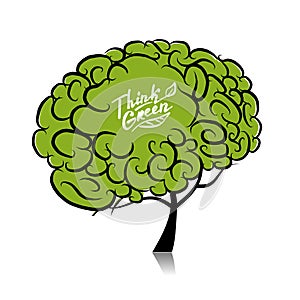 Think green. Brain tree concept for your design