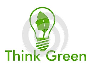 Think green with bulb and face