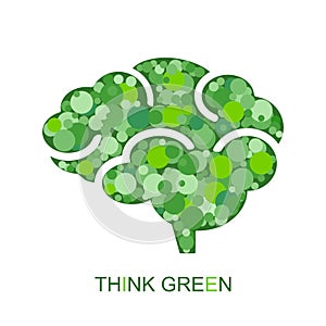 Think green concept. Abstract silhouette with circles.