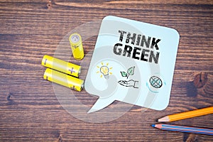 Think Green concept. Speech bubble