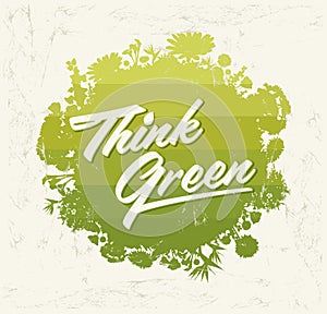 Think Green - Creative Eco Vector Design Element Organic Bio sphere With vegetation