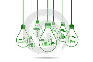 Think green ecological eco concept with bulbs