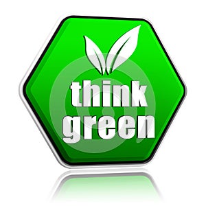 Think green with leaf sign in green button