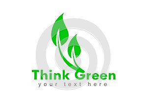 Think Green Logo design illustration, Save Nature, Ecology Concept, such a green logo