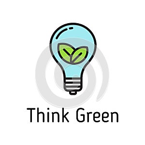 think green sign color filled vector icon