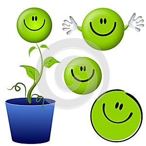 Think Green Smiley Face Cartoon Characters photo