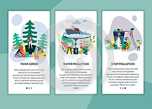 Think green water pollution and stop contamination web pages templates