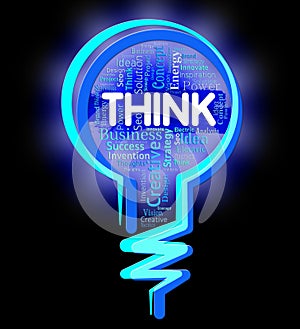 Think Lightbulb Indicates Contemplation Plan And Consideration