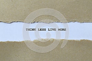 think less live more on white paper
