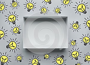 Think out of the box concepts box and lightbulb drawing sign element.creativity ideas