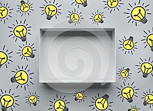 Think out of the box concepts box and lightbulb drawing sign element.creativity ideas photo