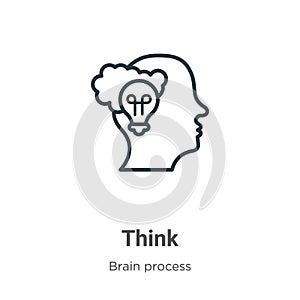 Think outline vector icon. Thin line black think icon, flat vector simple element illustration from editable brain process concept