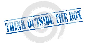 Think outside the box blue stamp