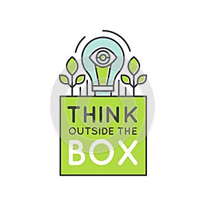Think Outside the Box Concept , Imagination, Smart Solution, Creativity and Brainstorming Collaboration