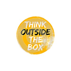Think outside box concept vector business positive out quote motivation title. Creative think outside box design