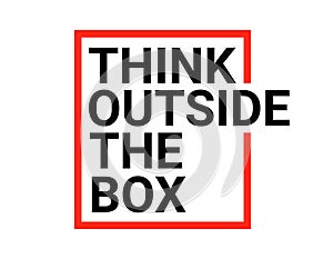 Think outside box concept vector business positive out quote motivation title. Creative think outside box design