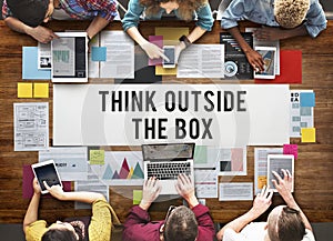 Think Outside The Box Creativity Ideas Imagine Concept