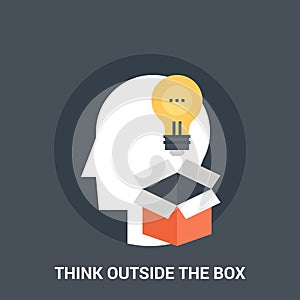 Think outside the box icon concept