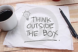 Think Outside The Box, Motivational Words Quotes Concept