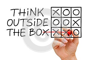 Think Outside The Box Tic Tac Toe Concept photo