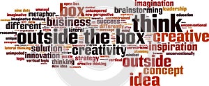Think outside the box word cloud photo
