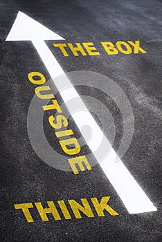 Think outside the box written on the road