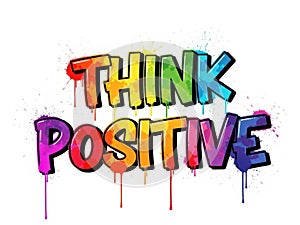 Think positive text isolated on white background