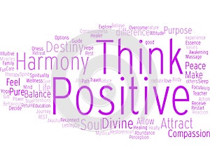 Think positive word tag concept