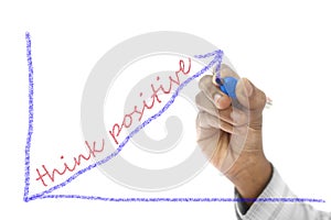 Think Positive written on wipe board