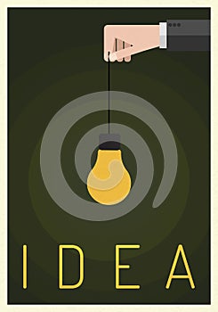 Think Successful vision idea concept with icon of lightbulb on Businessman hand. Eps10 illustration, Symbol Growth, econom