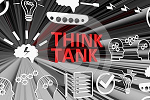 THINK TANK concept blurred background 3d