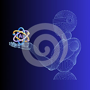 Futuristic Artificial Intelligence and Robotics Concept: