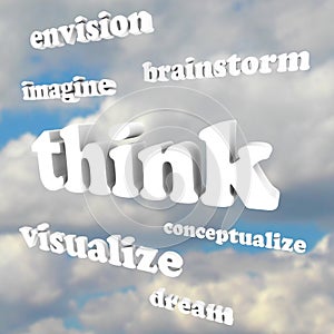 Think Words in Sky - Imagine New Ideas and Dreams