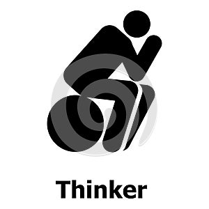 Thinker icon, simple style