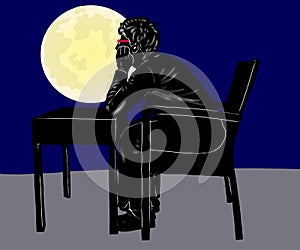 Thinker sitting on the chair