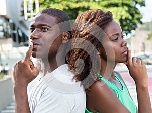 Thinking african american couple in the city