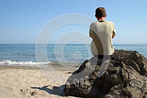Thinking at beach