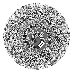 Thinking Brain Icon Spheric Cluster Mosaic